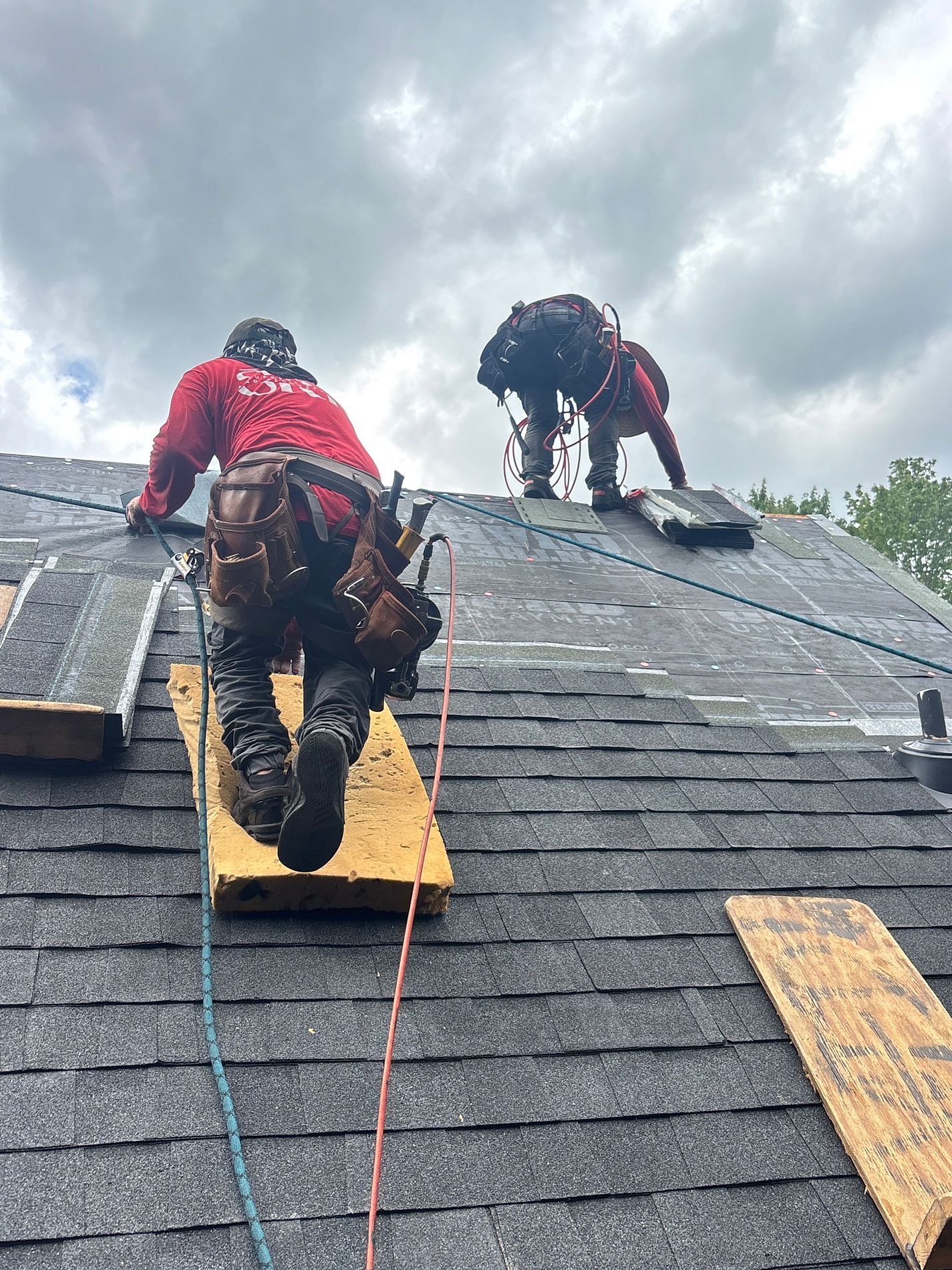Shingle installation in progress — Alpharetta roof replacement
